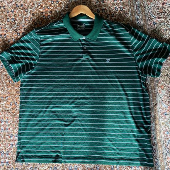 IZOD Other - IZOD Golf Polo Shirt Mens XX-Large Green White Stripe Short Sleeves